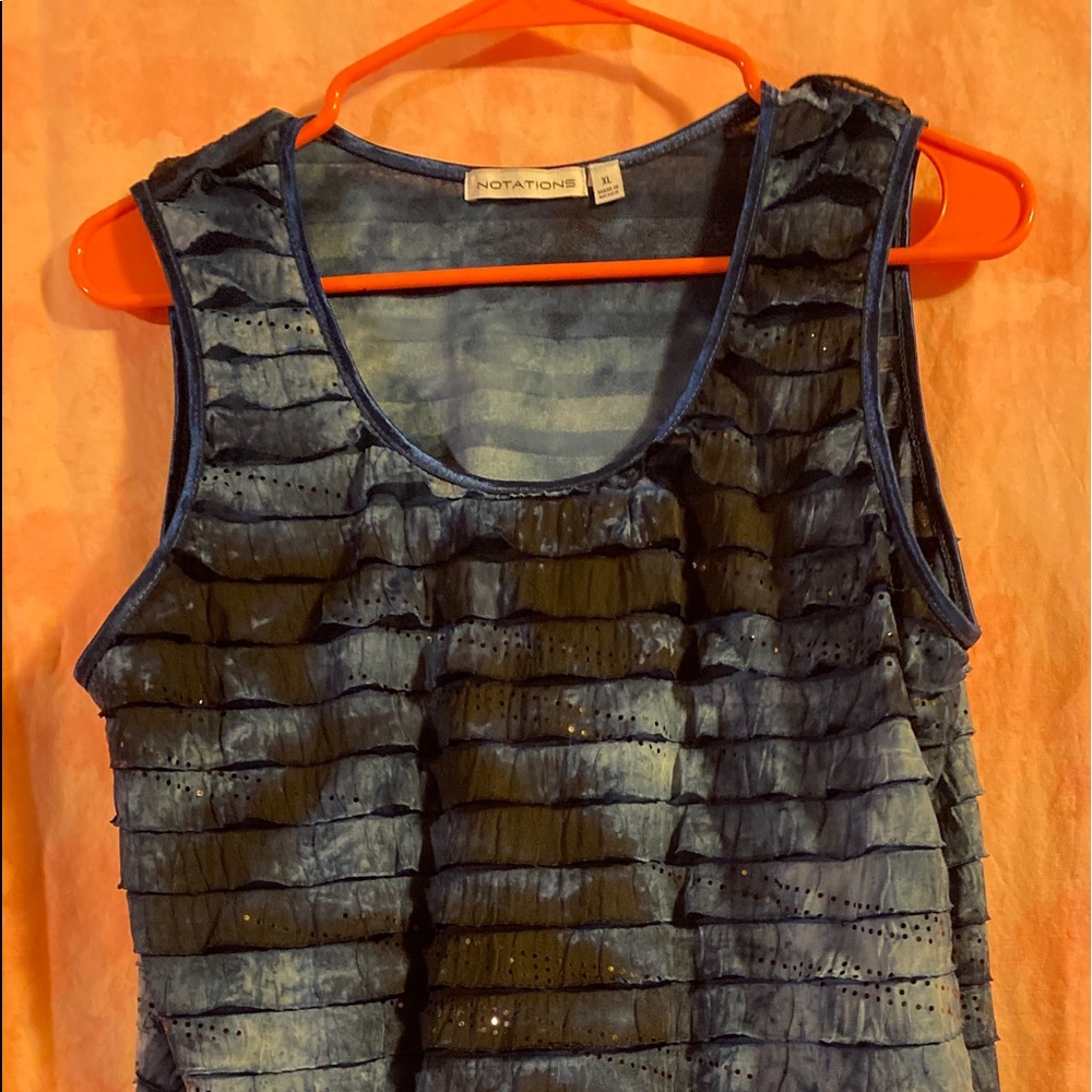 Blue tye dye wash tank with sequins
